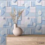 3d plava tapeta geometrijski dizajn moderan enterijer