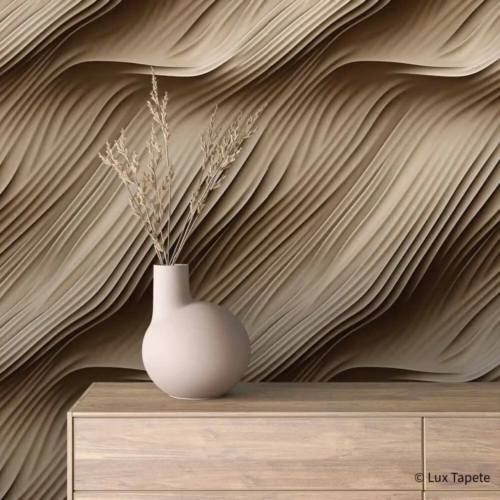 3D 0055 | Lux Tapete 3d tapeta talasi slojeviti braon bež moderan zid