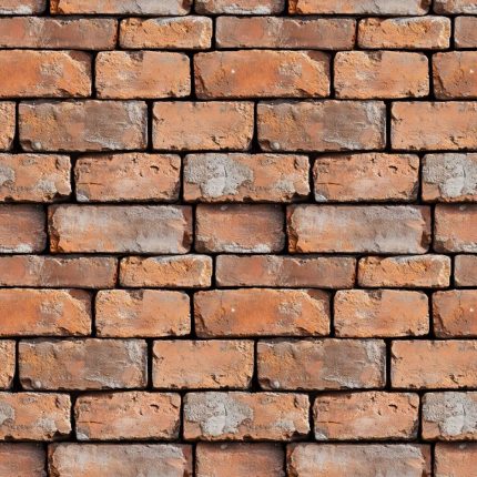 Dezen tapete sa terakota ciglama sa ispupčenim ivicama i sivim malterom – Cigla Tapeta 0023