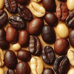 Dezen tapete sa krupnim svetlim, karamel i tamno prženim zrnima kafe – Komercijalna Tapeta 0018