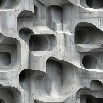 Dezen 3D tapete sa erodiranim betonom, talasastim udubljenjima i šupljinama – Beton Tapeta 0024
