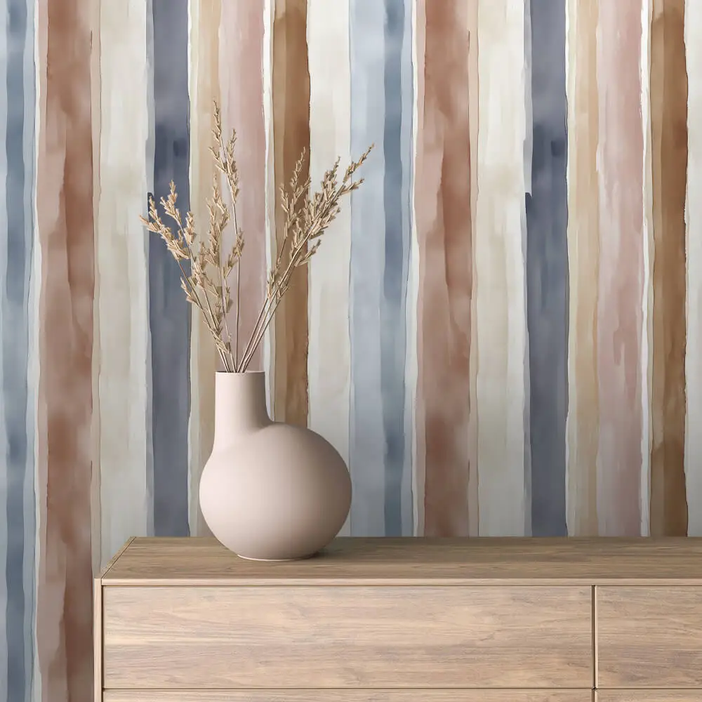 STRIPED 0026 | Lux Tapete Samolepljiva tapeta u rolni sa vertikalnim prugama u puder roze i svetlo braon boji