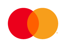 Mastercard-style logo: two overlapping red and orange circles on a dark background.