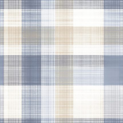 Karirani dezen tapete sa denim plavim, svetloplavim, bež i belim trakama – Prugasta Tapeta 0050